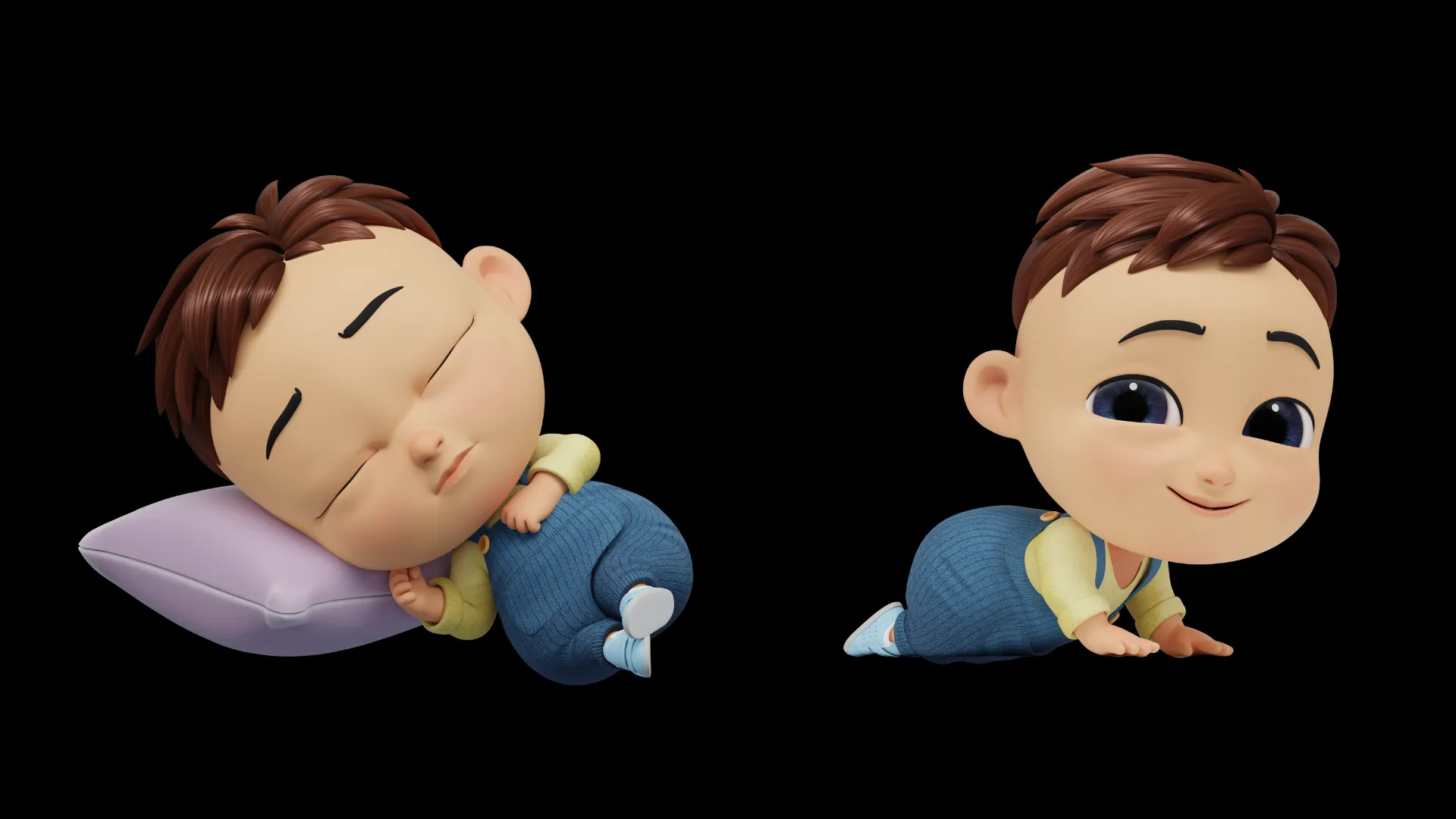 Cartoon baby boy 3D character showcase 1